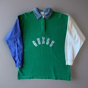 Vintage Guess Rugby Shirt M Multicolor 90s Color Block New York Streetwear